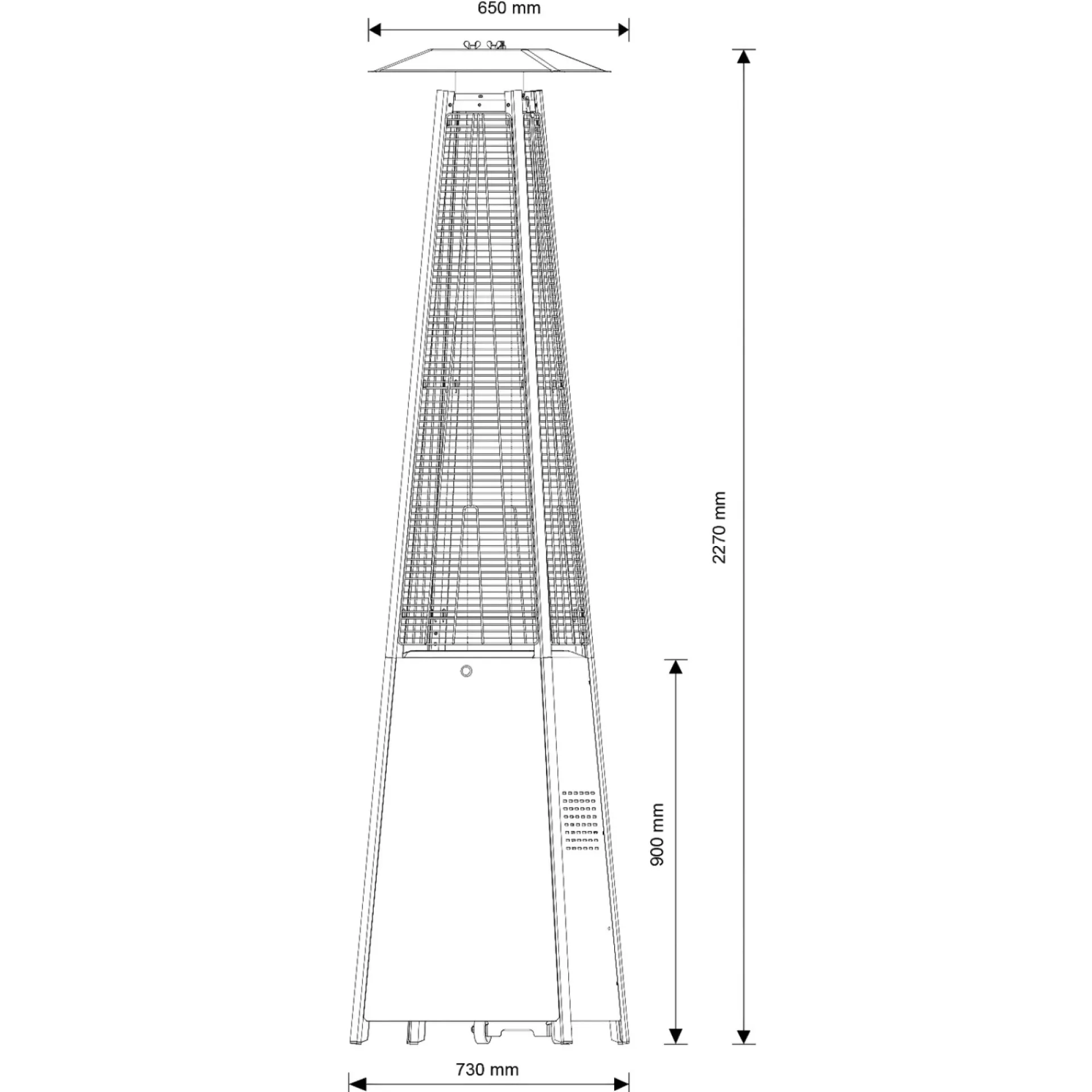 F&H Com Terrassevarmere > PYRAMIDE TERRASSEVARMER SORT 5000-12000 WATT