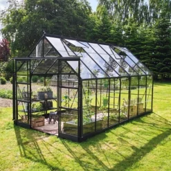Halls Drivhuse > ICON 8 DRIVHUS EKSKL. SOKKEL 3 MM DELT GLAS SORT 11,2 M2