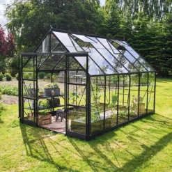 Halls Drivhuse > ICON 8 DRIVHUS EKSKL. SOKKEL 3 MM DELT GLAS SORT 9,7 M2
