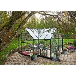 Halls Drivhuse > ICON 8 GARDENHOUSE EKSKL. SOKKEL HÆRDET GLAS GRØN 13,0 M2