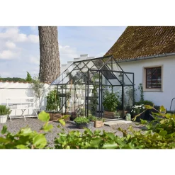 Halls Drivhuse > QUBE+ 88 DRIVHUS 3 MM HÆRDET GLAS HELE BANER SORT 6,6 M2