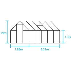 Halls Drivhuse > QUBE 610 DRIVHUS 3 MM HÆRDET GLAS HELE BANER SORT 6,4 M2