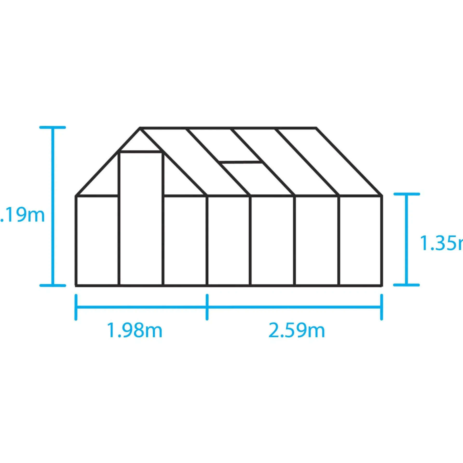 Halls Drivhuse > QUBE 68 DRIVHUS 3 MM HÆRDET GLAS HELE BANER SORT 5 M²