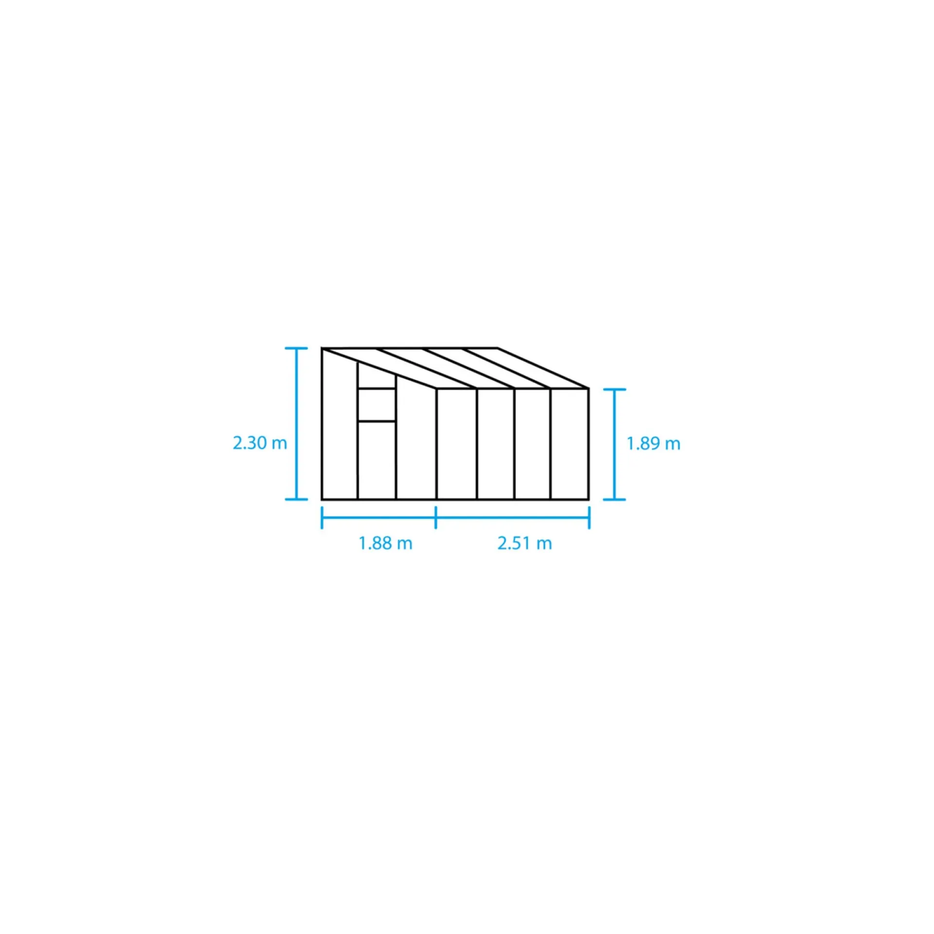 Halls Vægdrivhuse > QUBE LEAN-TO 68 VÆGDRIVHUS 3 MM HÆRDET GLAS SORT 4,7 M2