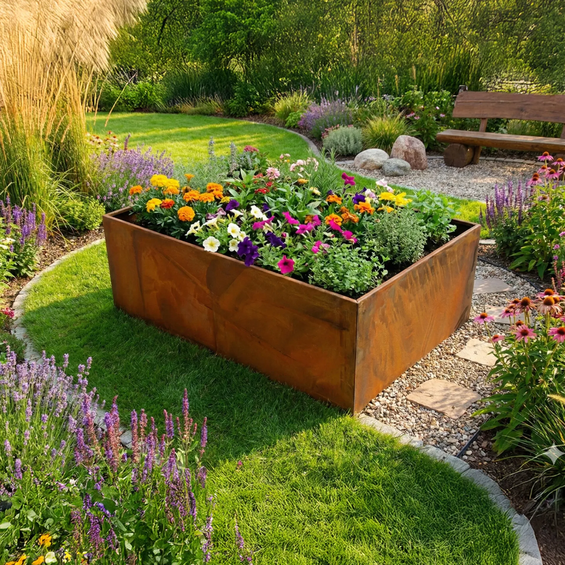Hortus Højbede & Plantekasser > 210-900 UDEN BUND HØJBED RUST PATINA 40 X 120 X 80 CM