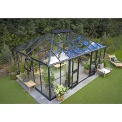 Juliana Orangerier > GRAND OASE DRIVHUS 3 MM HÆRDET GLAS HELE BANER ANTRACIT 25,6 M2