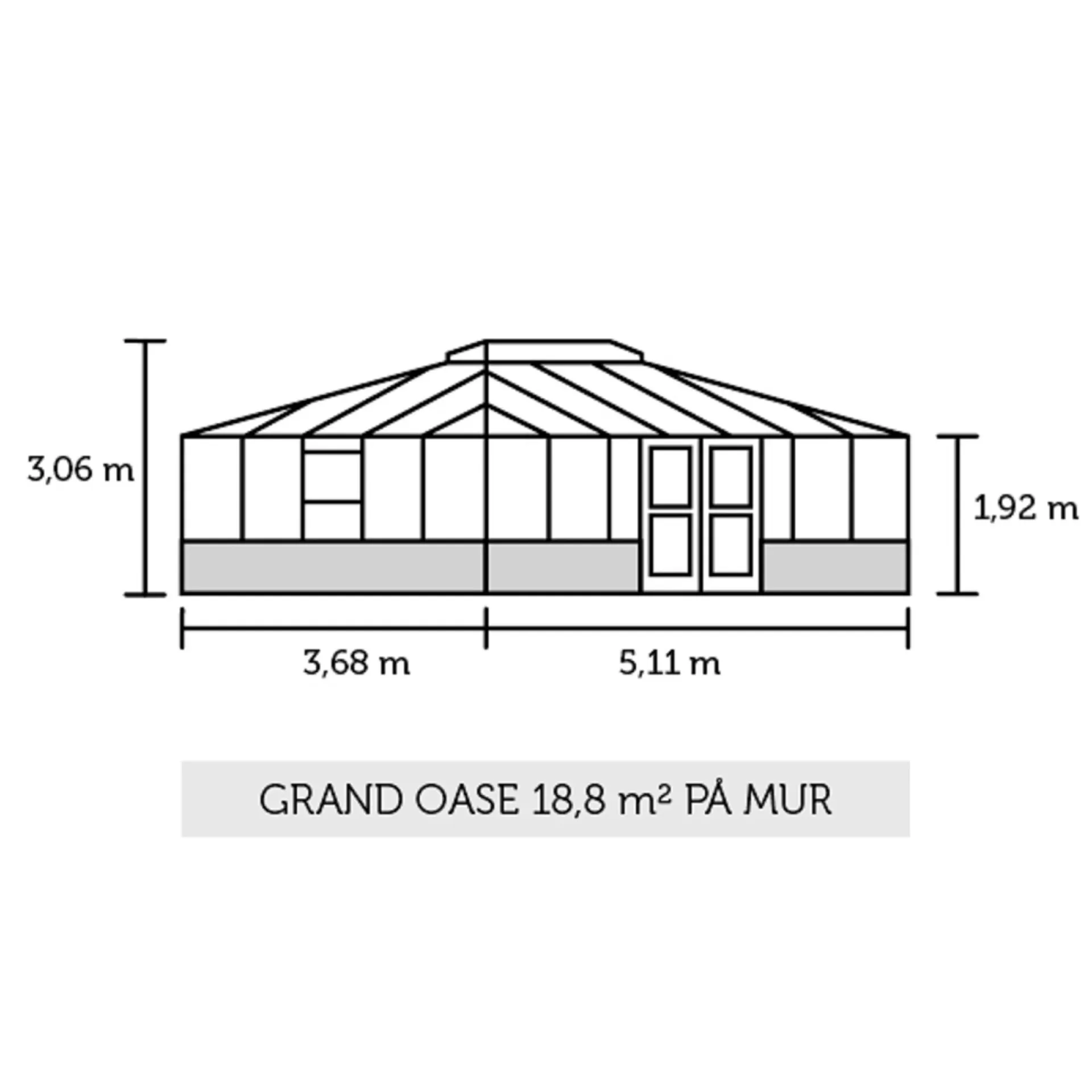 Juliana Orangerier > GRAND OASE MUR ORANGERI 3 MM HÆRDET GLAS HELE BANER ANTRACIT 18,8 M2