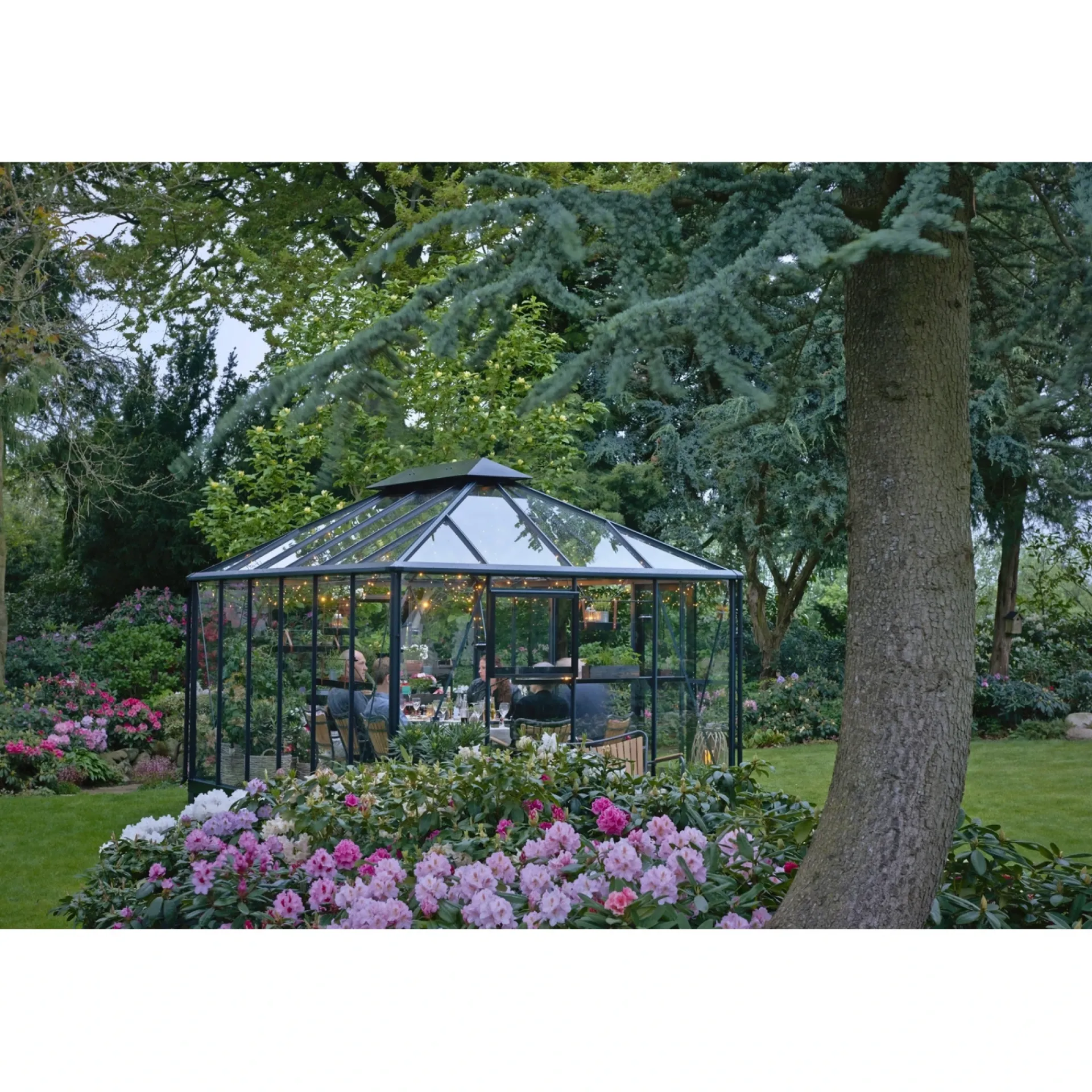 Juliana Orangerier > GRAND OASE ORANGERI 3 MM HÆRDET GLAS HELE BANER ANTRACIT 13 M²