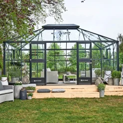 Juliana Orangerier > GRAND OASE ORANGERI 3 MM HÆRDET GLAS HELE BANER ANTRACIT 18,8 M2