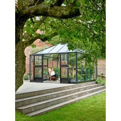 Juliana Pavillon Drivhuse > OASE DRIVHUS 3 MM HÆRDET GLAS HELE BANER ANTRACIT 13,5 M2