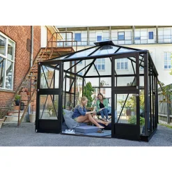 Juliana Orangerier > OASE ORANGERI 3 MM HÆRDET GLAS HELE BANER ANTRACIT 8,8 M2