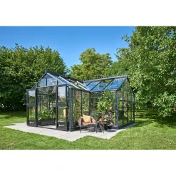 Juliana Orangerier > ORANGERI DRIVHUS 3 MM HÆRDET GLAS HELE BANER ANTRACIT 21,5 M2