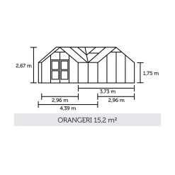 Juliana Orangerier > ORANGERI DRIVHUS 3 MM HÆRDET GLAS HELE BANER ANTRACIT 15,1 M2