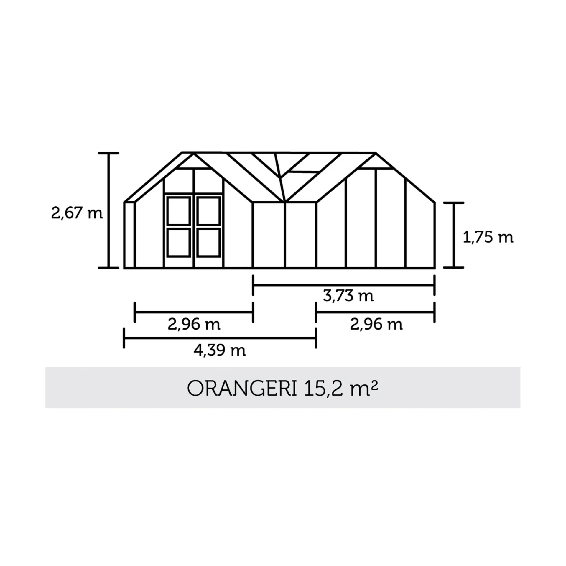 Juliana Orangerier > ORANGERI DRIVHUS 3 MM HÆRDET GLAS HELE BANER ANTRACIT 15,1 M2