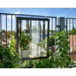 Juliana Vægdrivhuse > URBAN BALCONY VÆGDRIVHUS 4 MM HÆRDET GLAS HELE BANER SORT 0,16 M²
