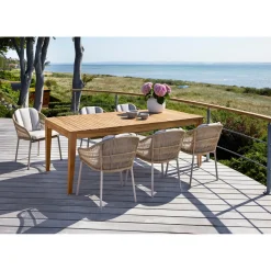 Outrium Havemøbelsæt > GILI/PALMA BORD + 6 STOLE HAVEMØBELSÆT TEAK/SANDGRÅ