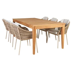 Outrium Havemøbelsæt > GILI/PALMA BORD + 6 STOLE HAVEMØBELSÆT TEAK/SANDGRÅ