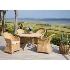 Outrium Havemøbelsæt > JEPARA/SYMI BORD + 4 STOLE HAVEMØBELSÆT NATUR