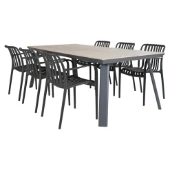 Outrium Havemøbelsæt > LEROS/MURCIA BORD + 6 STOLE HAVEMØBELSÆT GRÅ / SORT