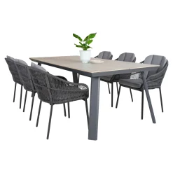 Outrium Havemøbelsæt > LEROS/PALMA BORD + 6 STOLE HAVEMØBELSÆT GRÅ