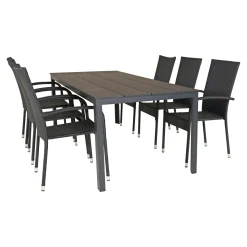 Outrium Havemøbelsæt > PISA/NAPOLI MED 6 STOLE HAVEMØBELSÆT SORT