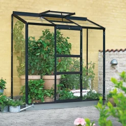 Outrium Vægdrivhuse > VÆGDRIVHUS 3 MM DELT GLAS SORT 1,3 M2