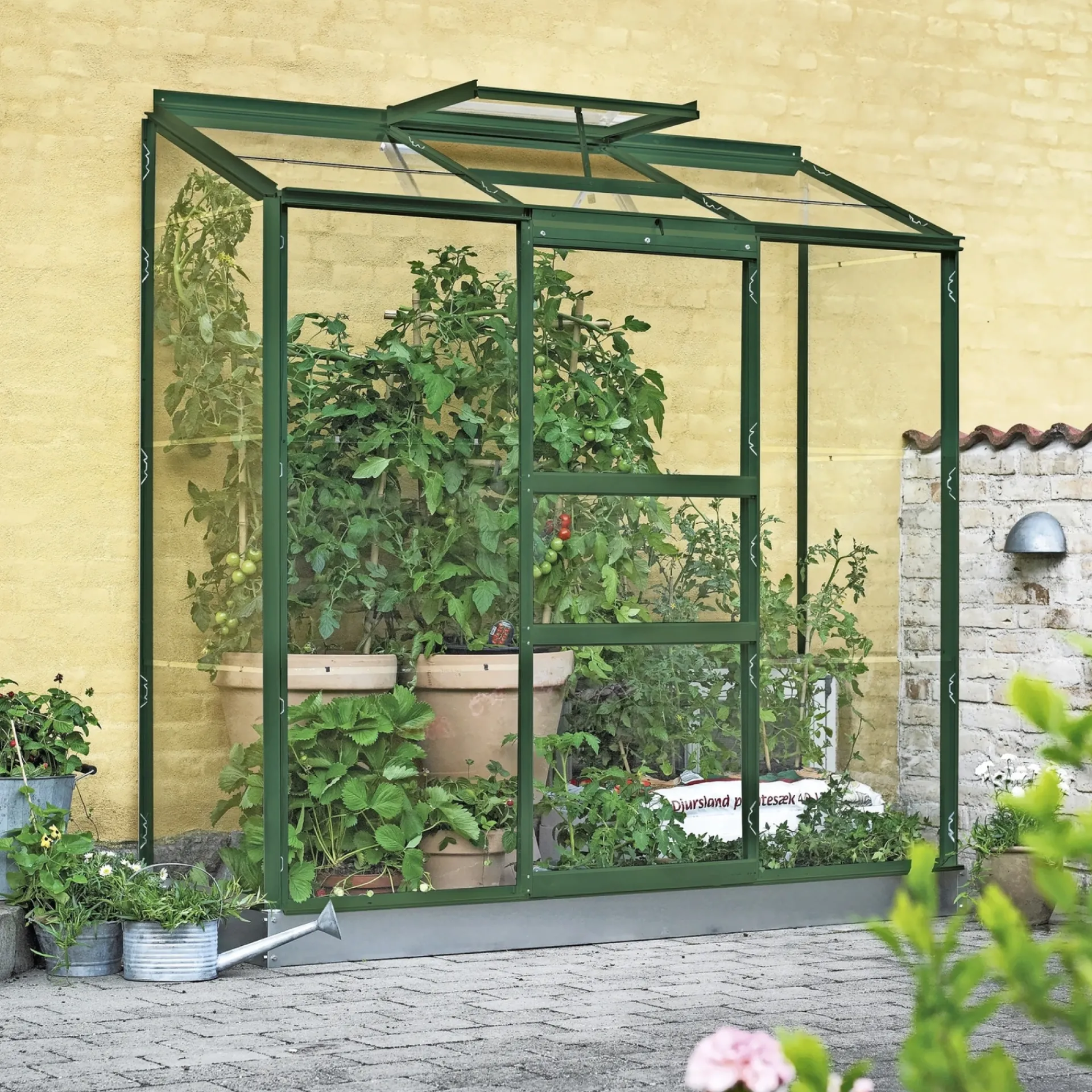 Outrium Vægdrivhuse > VÆGDRIVHUS 3 MM DELT GLAS GRØN 1,3 M2
