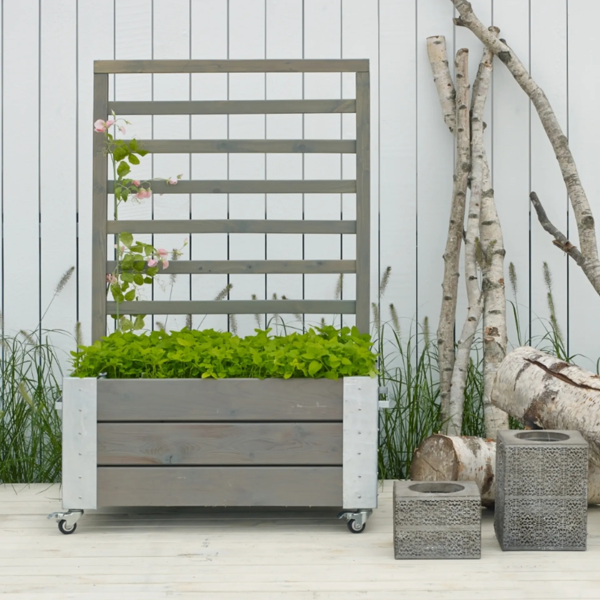 Plus Højbede & Plantekasser > CUBIC BLOMSTERRUMDELER GRÅBRUN 130 X 87 X 50 CM