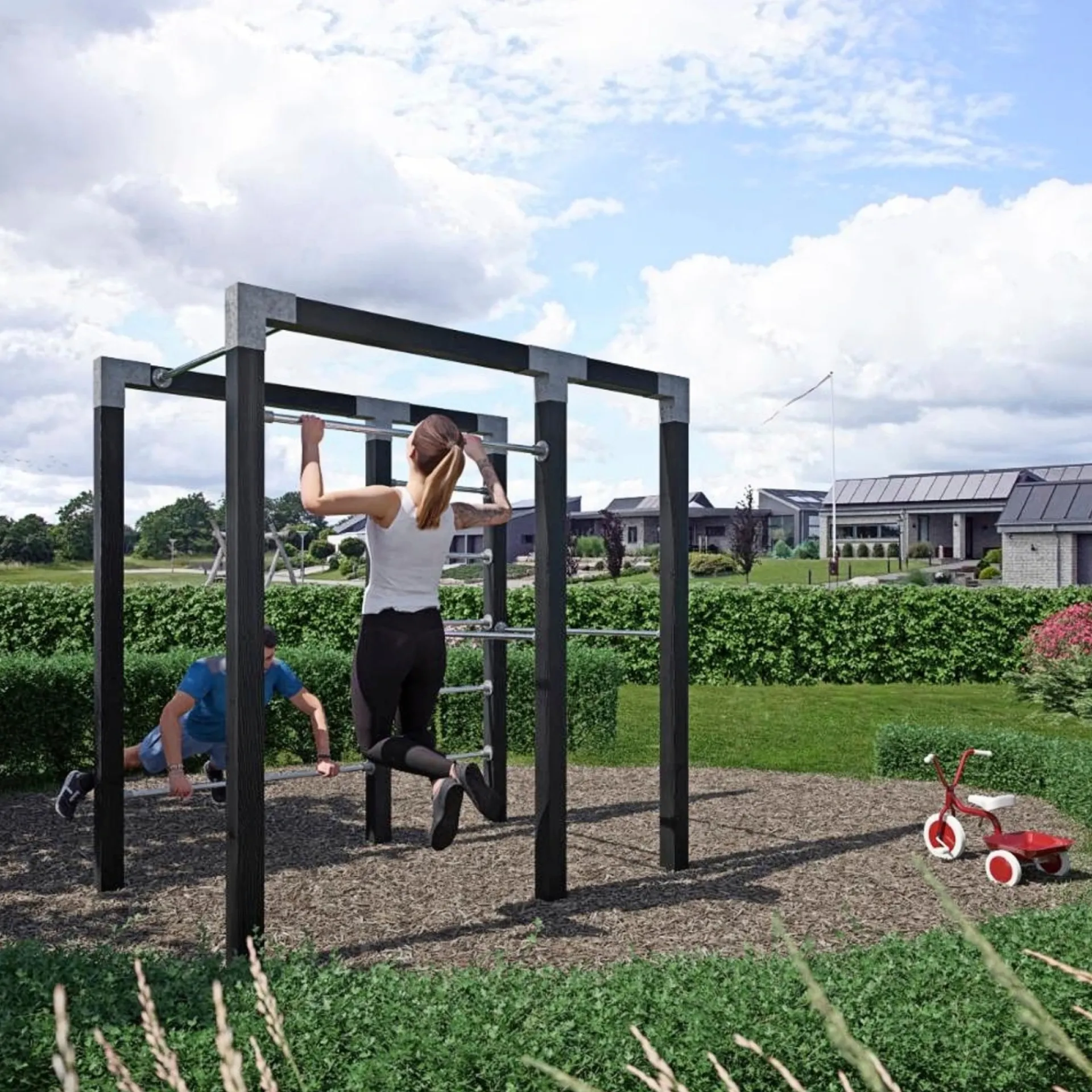 Plus Udendørs Træning > OUTDOOR FITNESSSTATIV 220 X 138 X 210 CM SORT